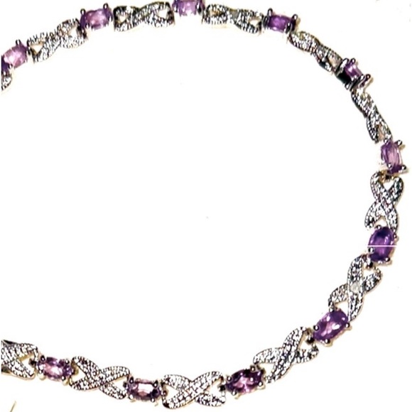 NWT VINTAGE AMETHYST STERILNG SILVER TENNIS BRACELET NEW WITH TAGS - Picture 3 of 5